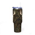 40oz Camo Deer Skull Tumbler – Insulated Vacuum Travel Mug for Hunters & Outdoors