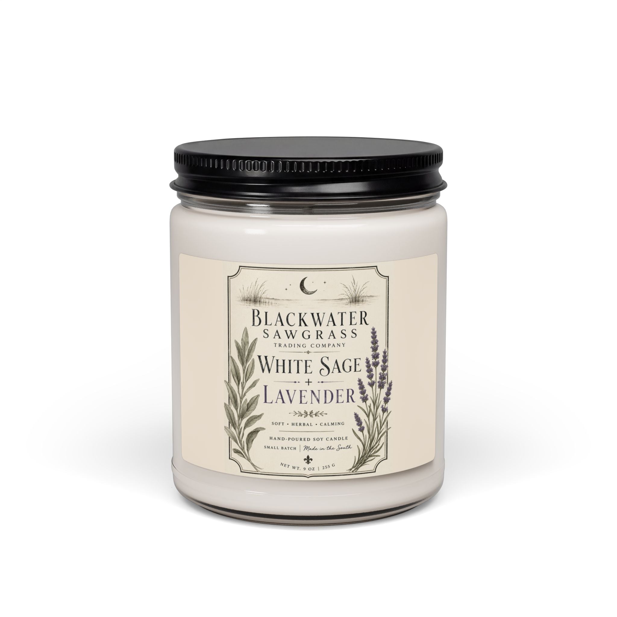 White Sage & Lavender Soy Candle — 9oz Scented Jar