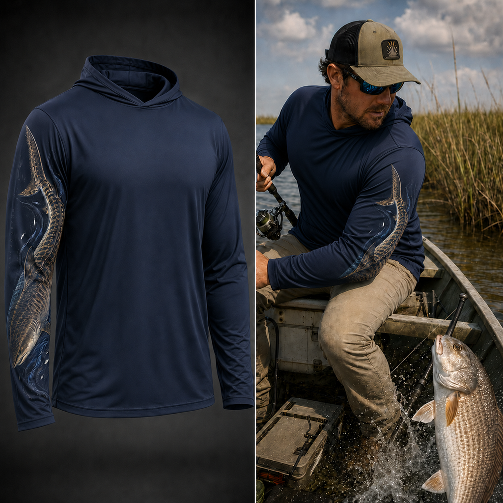 Tiger Current Sleeve-Print UPF 50+ Fishing Hoodie