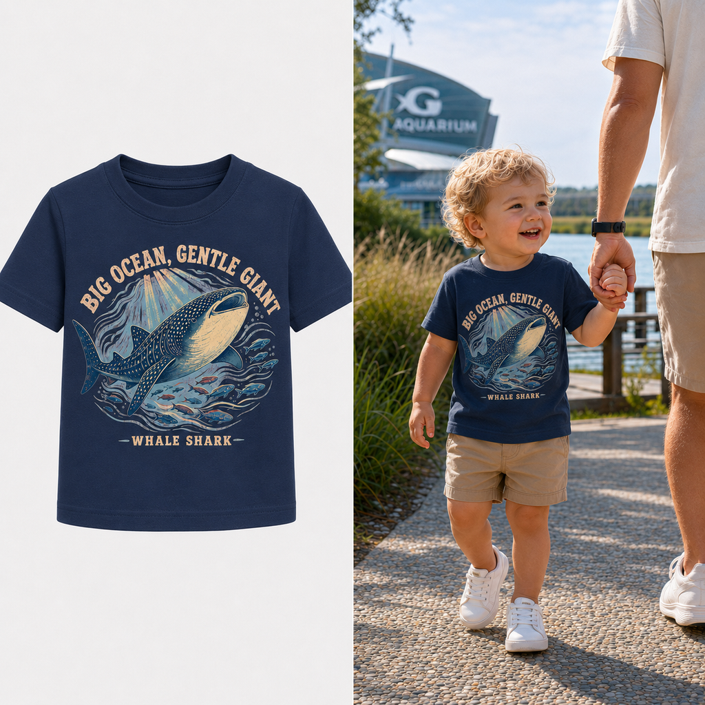 Toddler Tee — "Big Ocean, Gentle Giant" Whale Shark Graphic