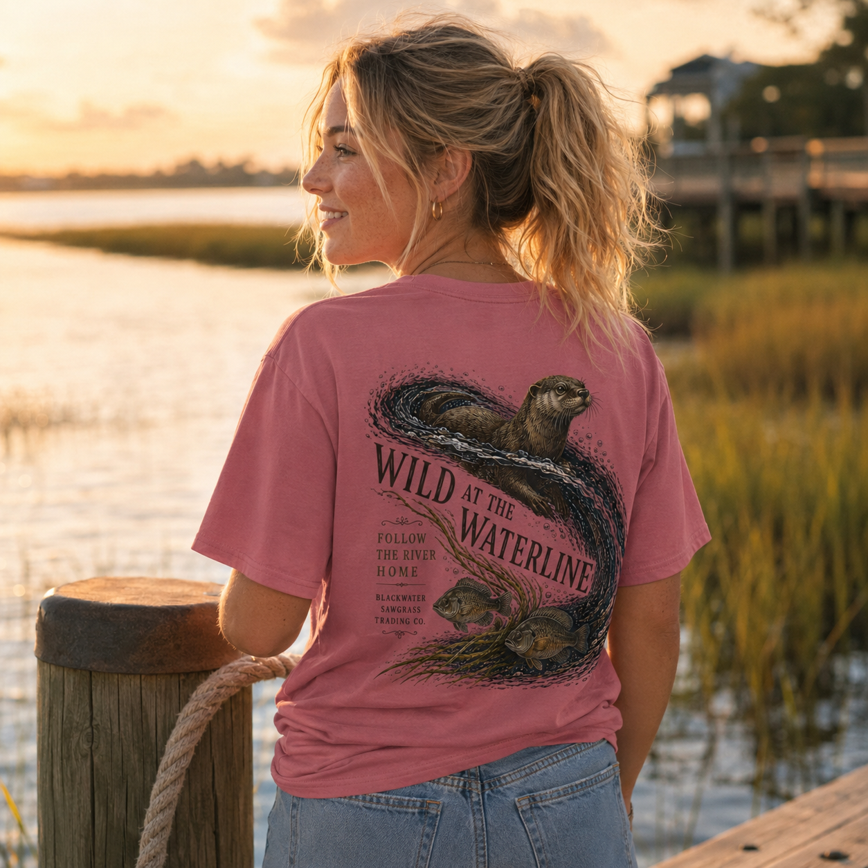 Wild at the Waterline Otter Graphic T-Shirt