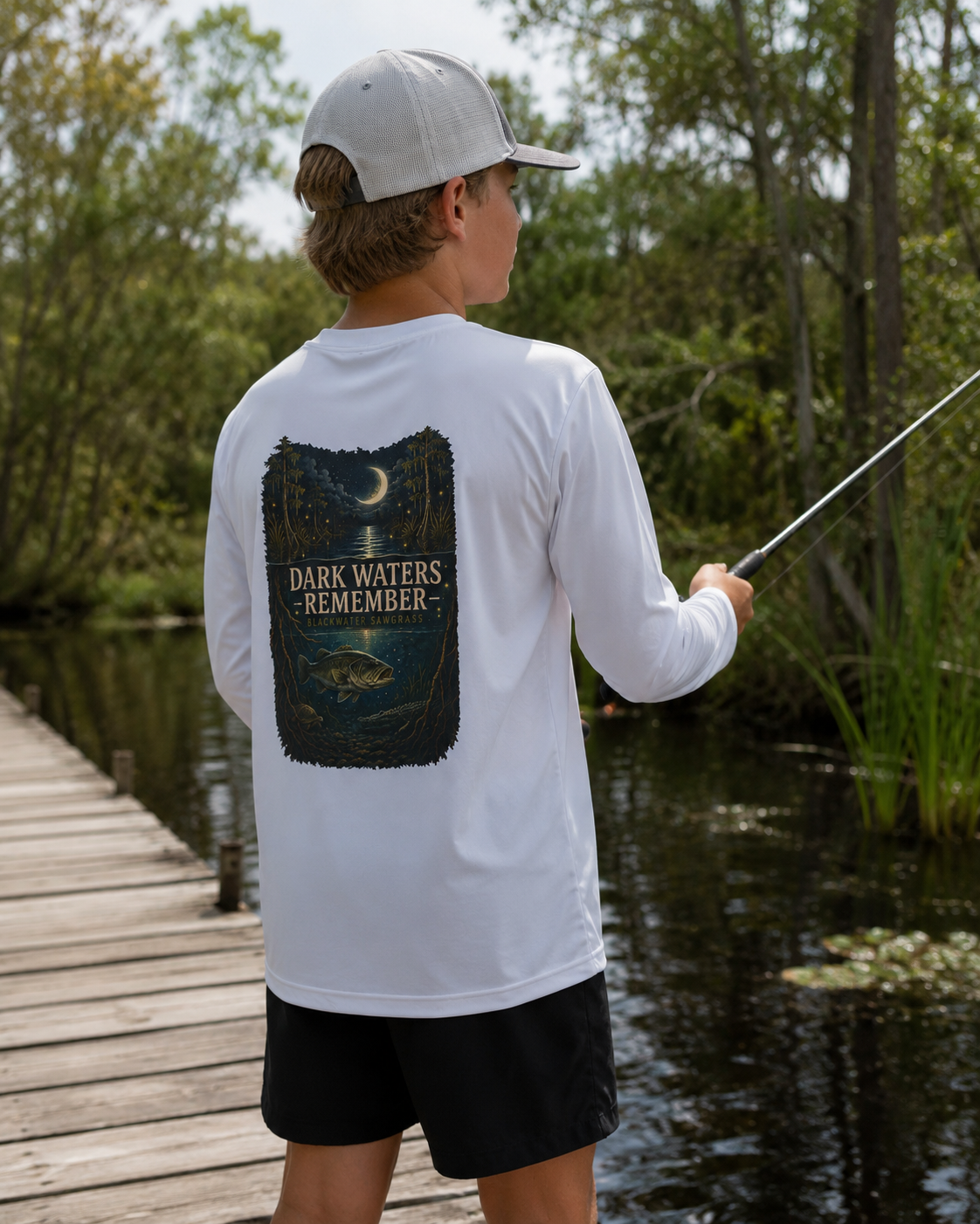 Dark Waters Youth Long Sleeve Tee | Nature Graphic