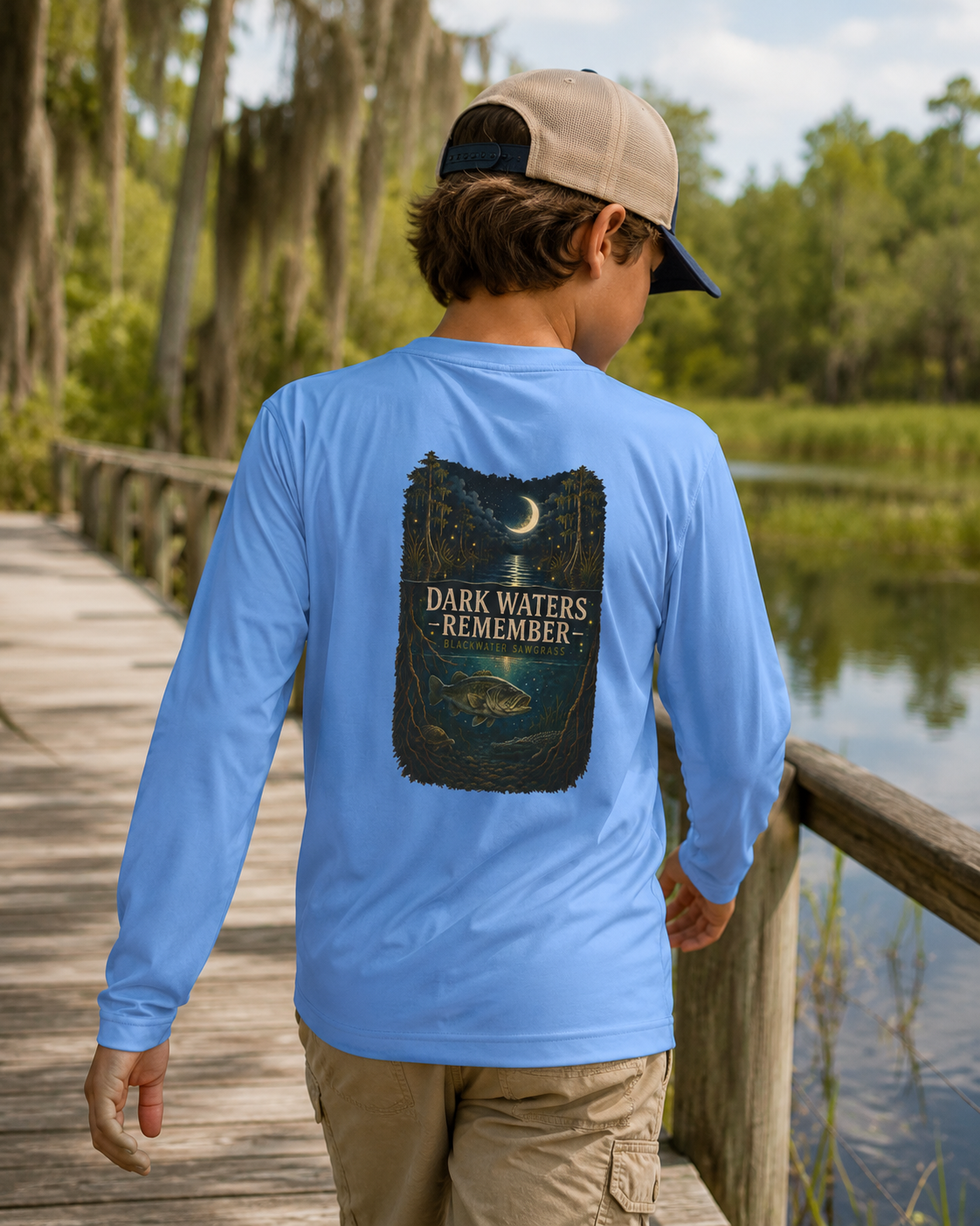 Dark Waters Youth Long Sleeve Tee | Nature Graphic
