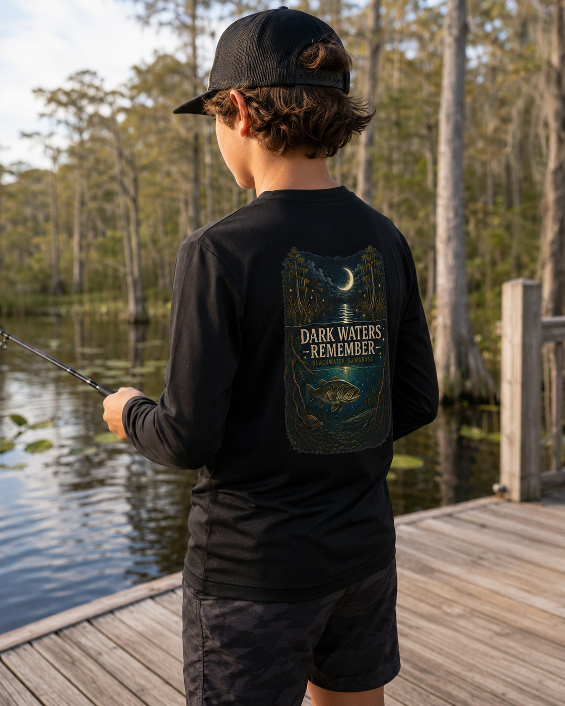 Dark Waters Youth Long Sleeve Tee | Nature Graphic