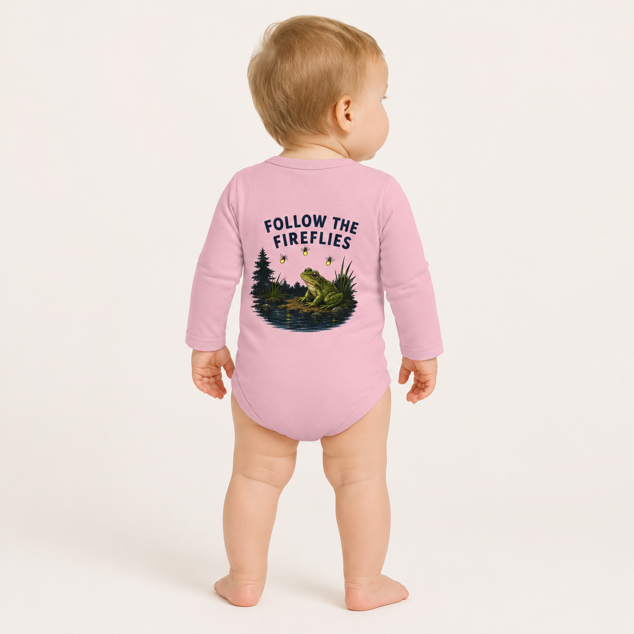 Follow the Fireflies Infant Long Sleeve Onesie | Frog Night Graphic