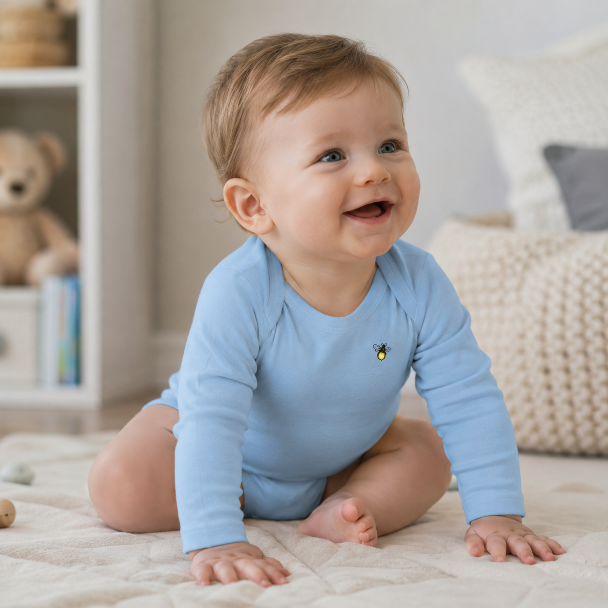 Follow the Fireflies Infant Long Sleeve Onesie | Frog Night Graphic