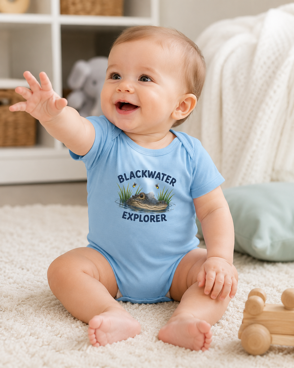 Blackwater Explorer Infant Onesie | Alligator Graphic Baby One-Piece