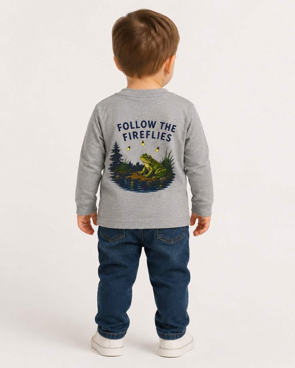Follow the Fireflies Toddler Long Sleeve Tee | Woodland Night Graphic