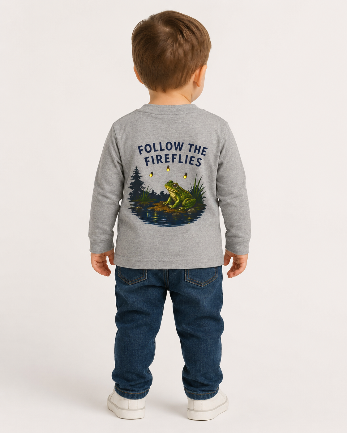 Follow the Fireflies Toddler Long Sleeve Tee | Woodland Night Graphic
