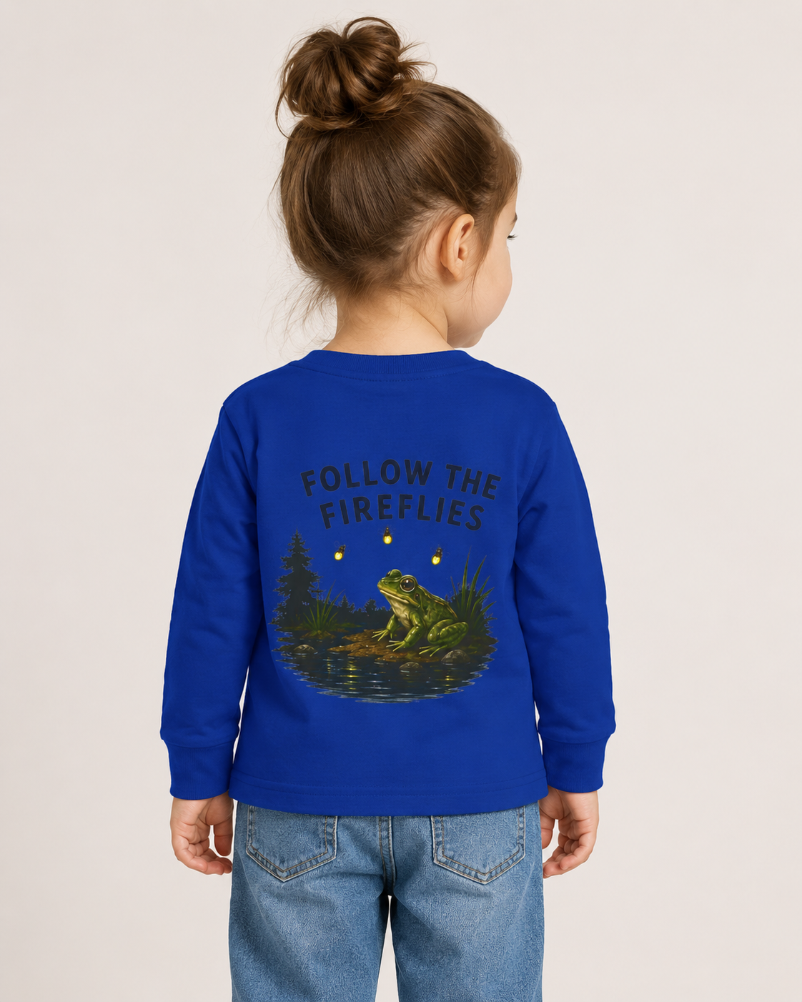 Follow the Fireflies Toddler Long Sleeve Tee | Woodland Night Graphic