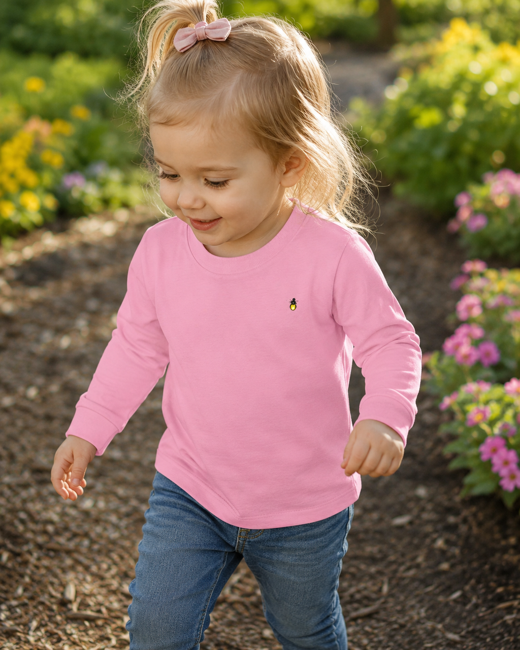 Follow the Fireflies Toddler Long Sleeve Tee | Woodland Night Graphic