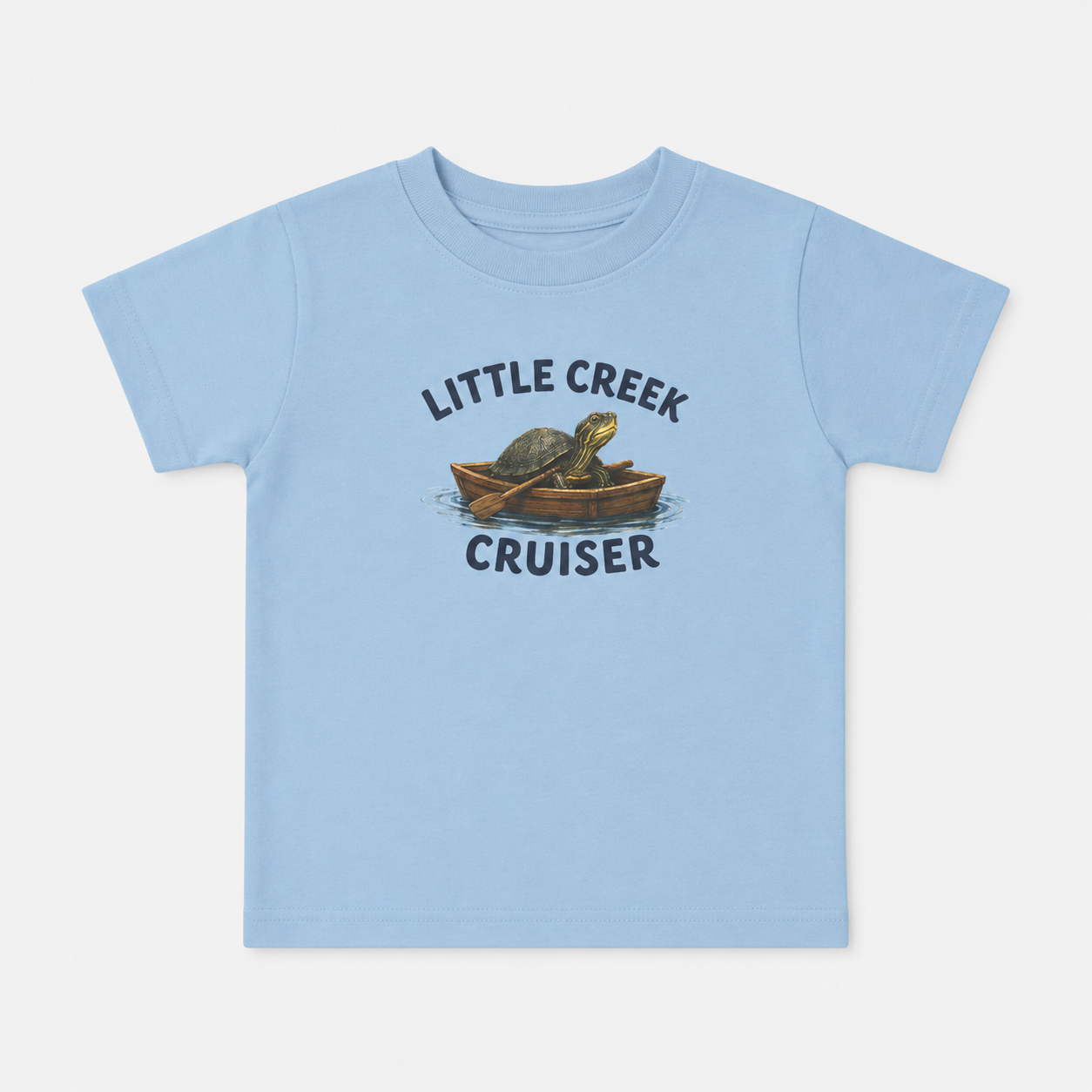 Little Creek Cruiser Toddler Tee — Cute Boat & Turtle Graphic Tee