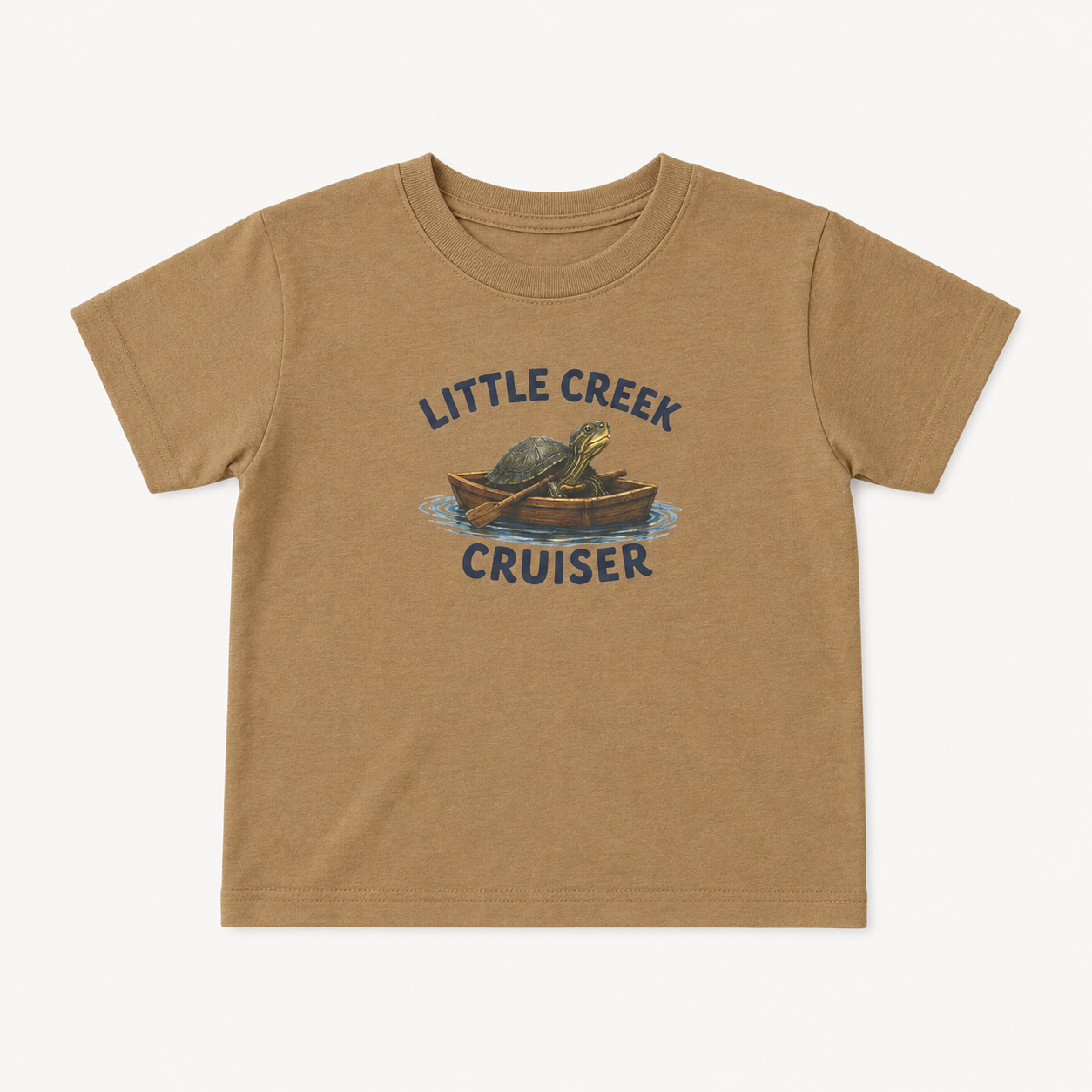 Little Creek Cruiser Toddler Tee — Cute Boat & Turtle Graphic Tee