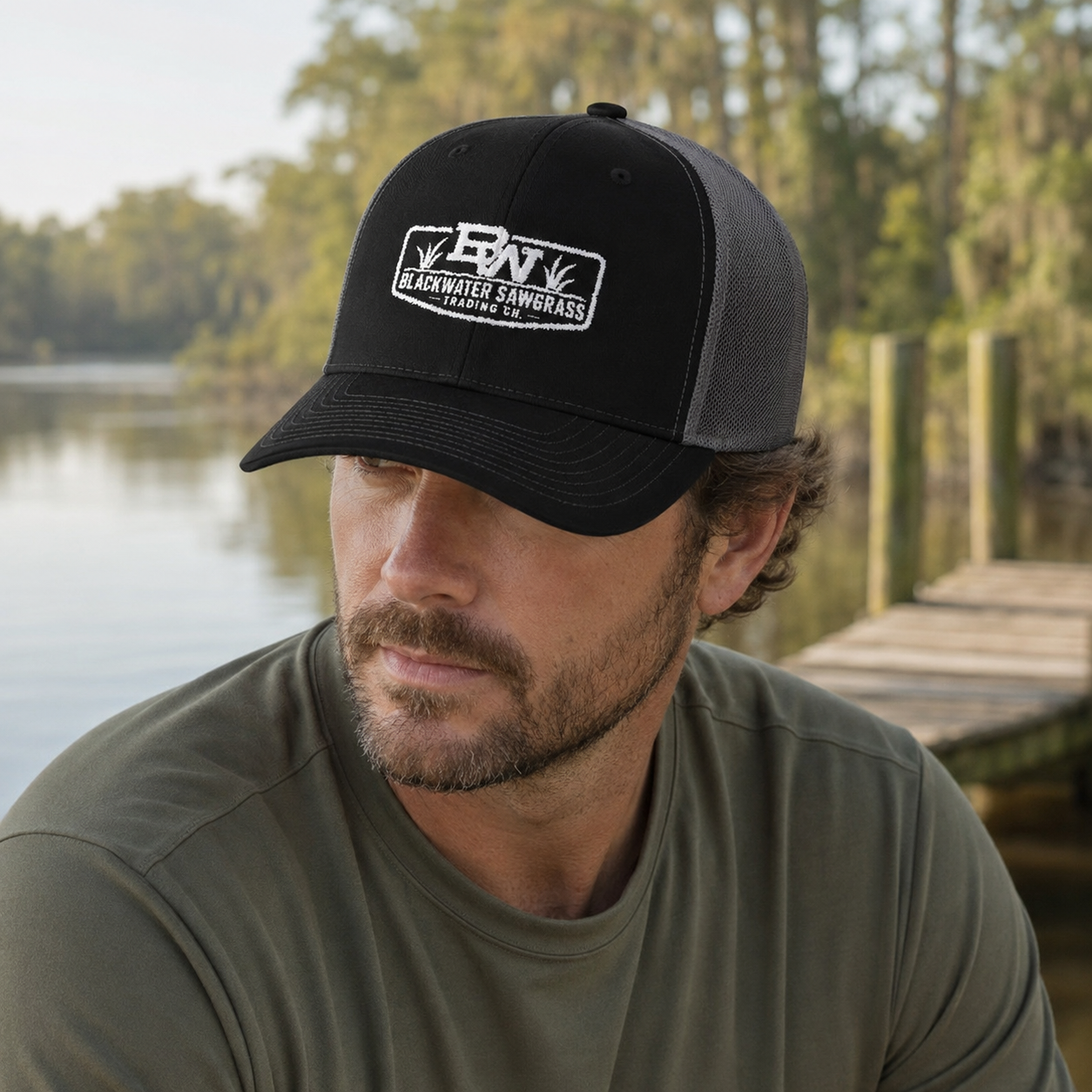 Blackwater Fishing Trucker Hat – Embroidered Richardson 112