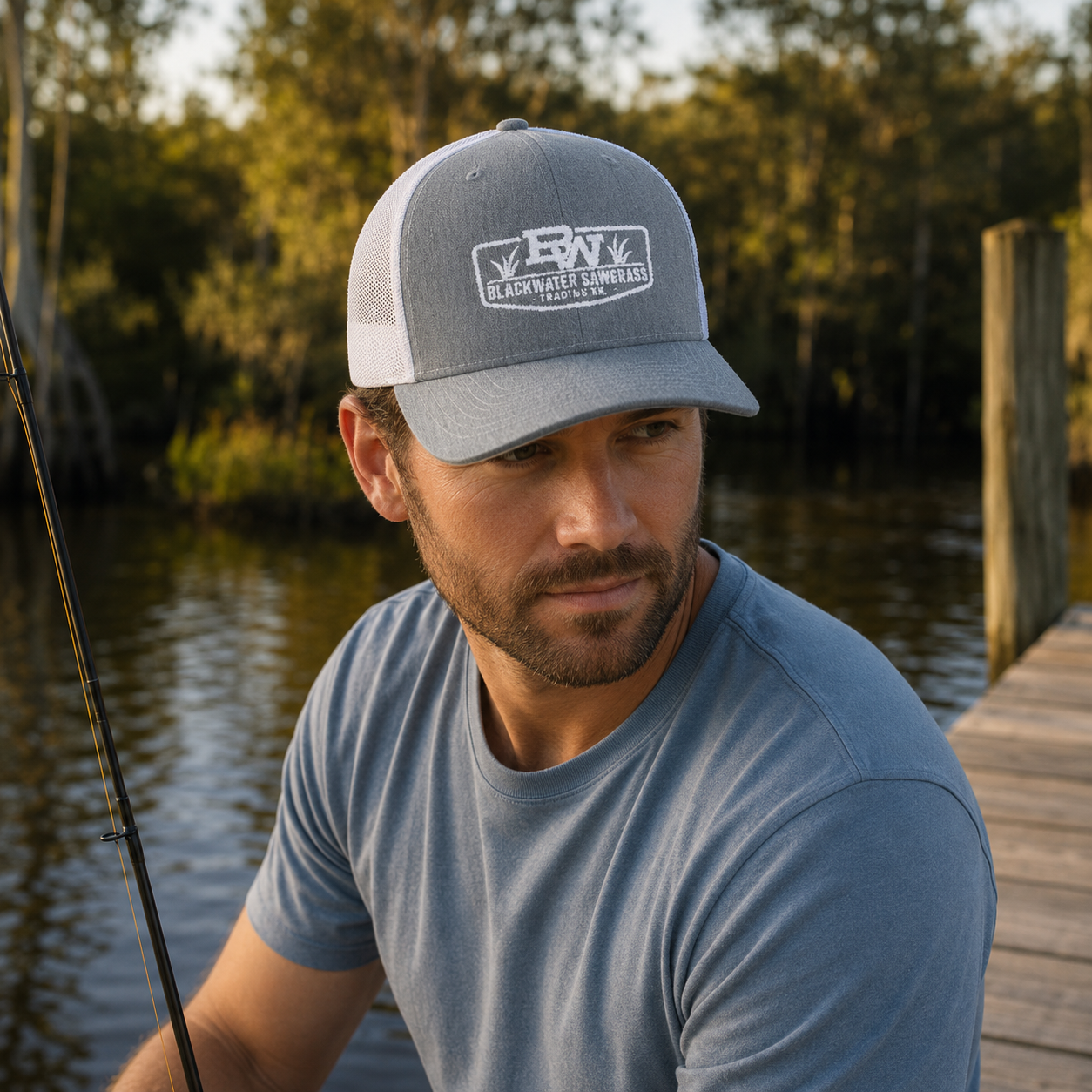 Blackwater Fishing Trucker Hat – Embroidered Richardson 112