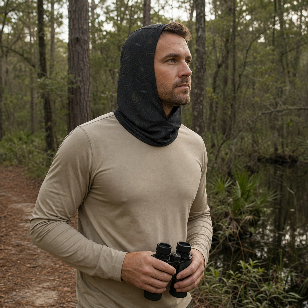 Dark Topographic Neck Gaiter – Men’s Outdoor Face Cover