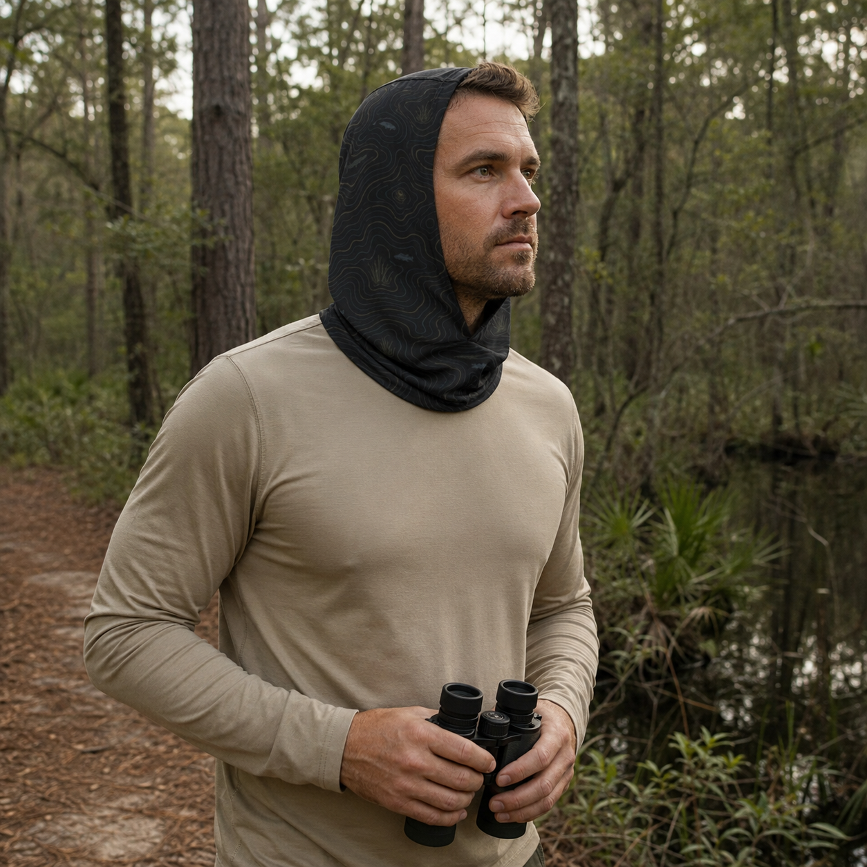 Dark Topographic Neck Gaiter – Men’s Outdoor Face Cover