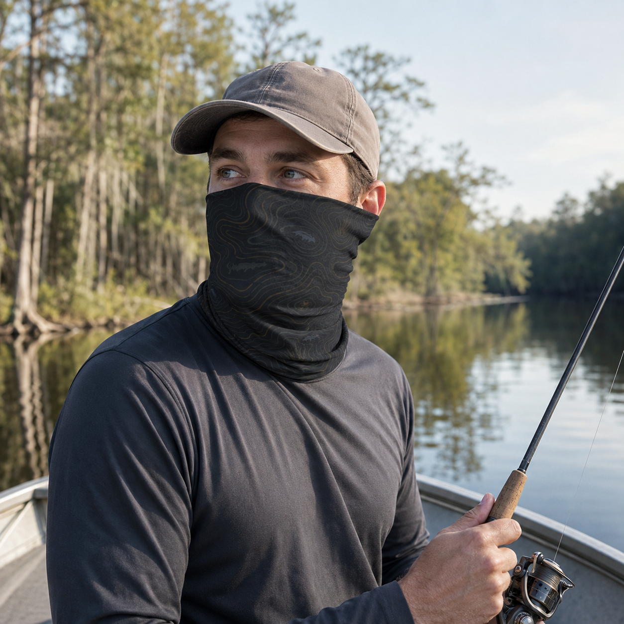 Dark Topographic Neck Gaiter – Men’s Outdoor Face Cover