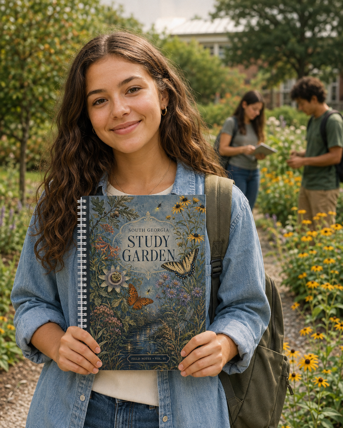 Study Garden Spiral Notebook — Vintage Botanical Cover with Butterflies, Floral Journal for Notes & Botanical Study