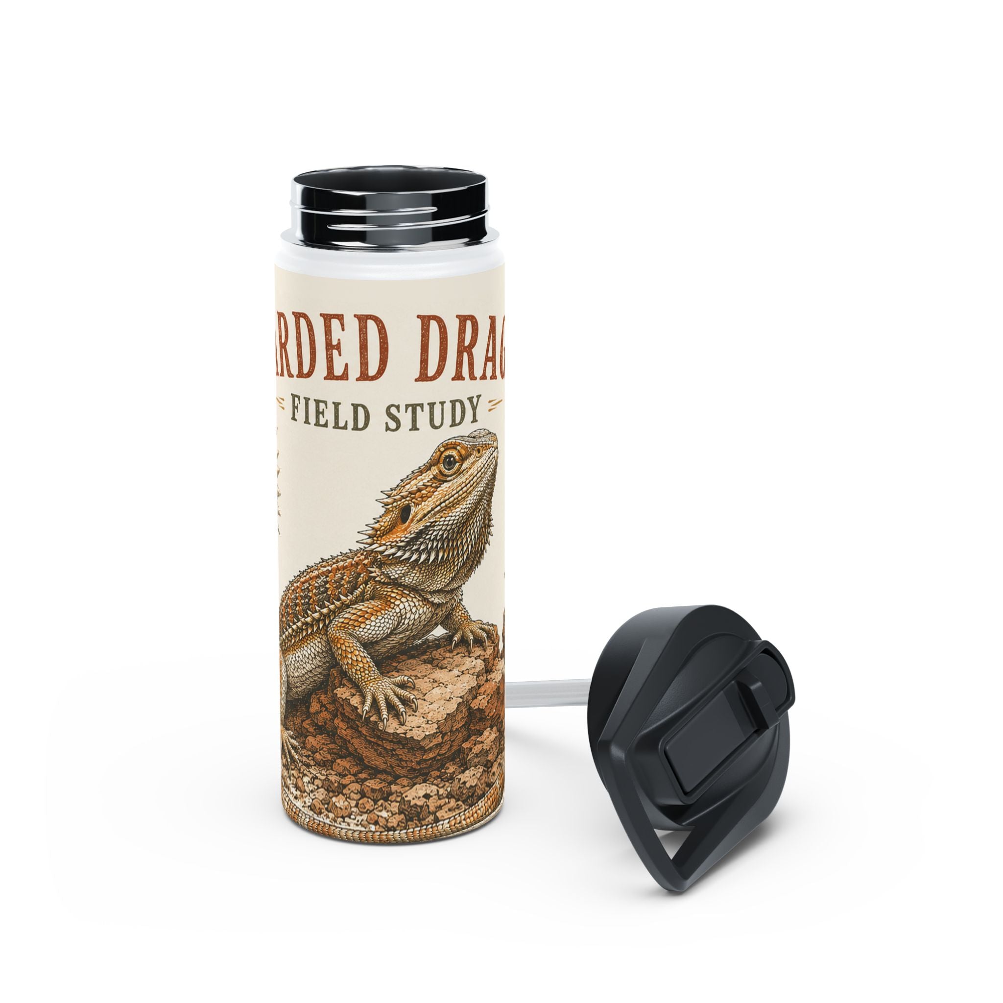Bearded Dragon Field Study Stainless Steel Water Bottle