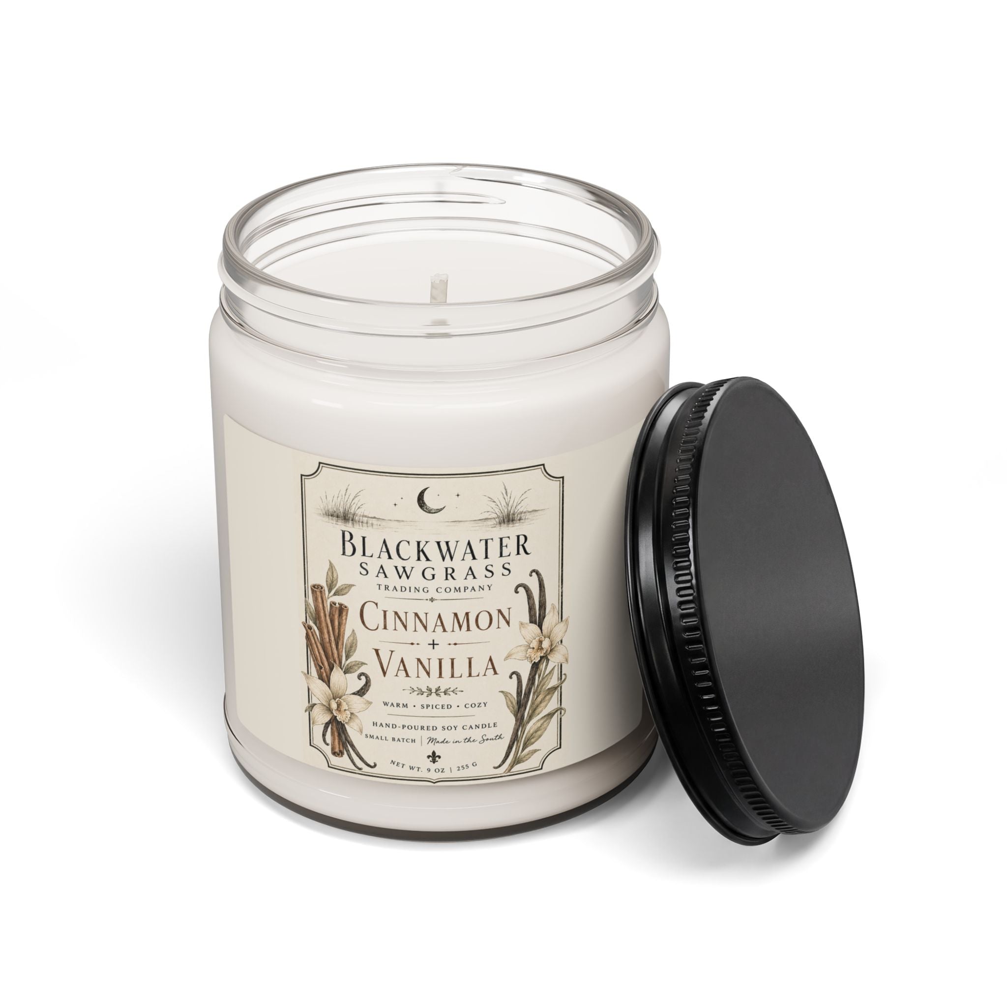 Cinnamon Vanilla Soy Candle — 9oz Scented Jar