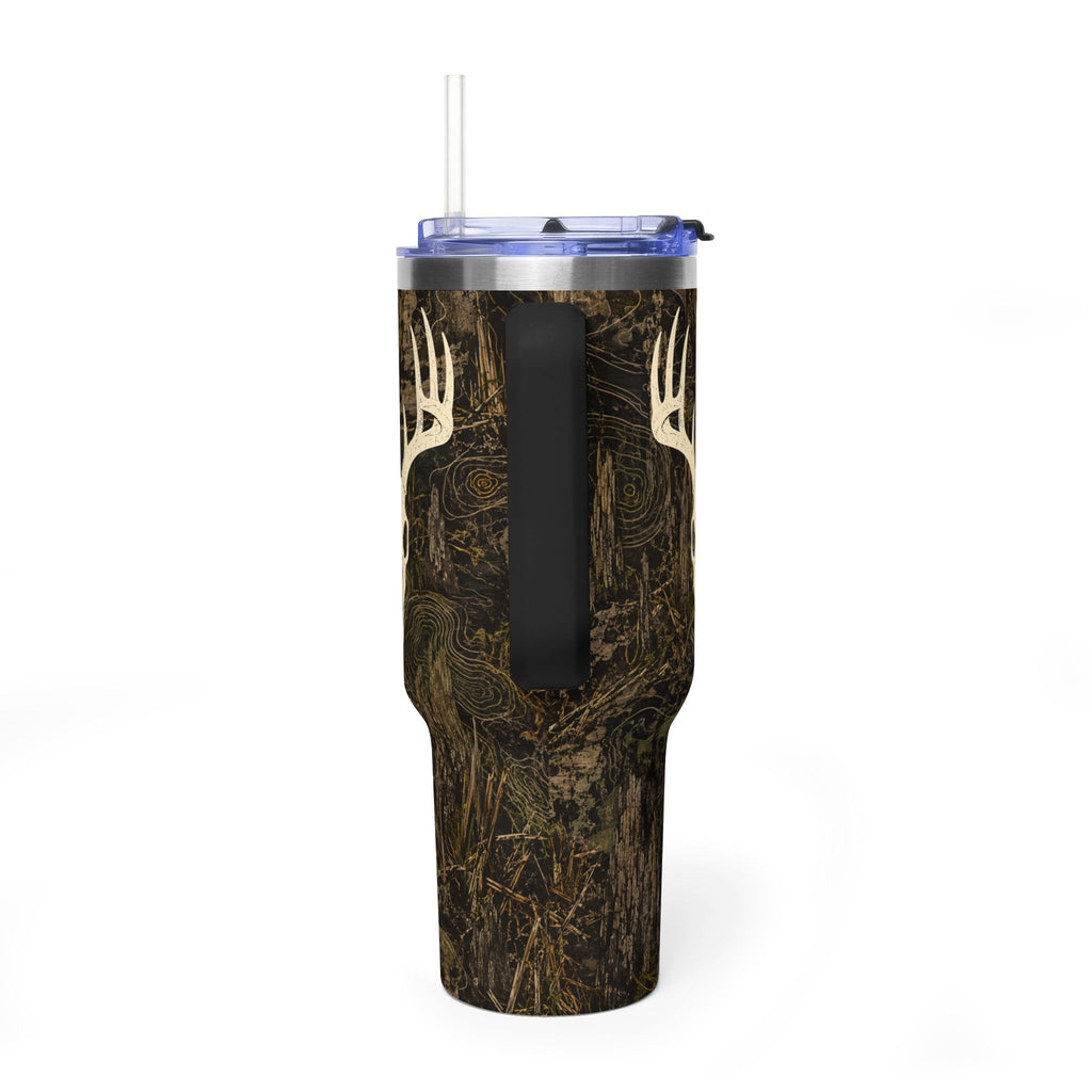40oz Camo Deer Skull Tumbler – Insulated Vacuum Travel Mug for Hunters & Outdoors
