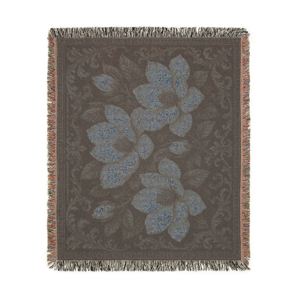 Magnolia Woven Blanket — Southern Magnolia Floral Throw with Fringed Edges