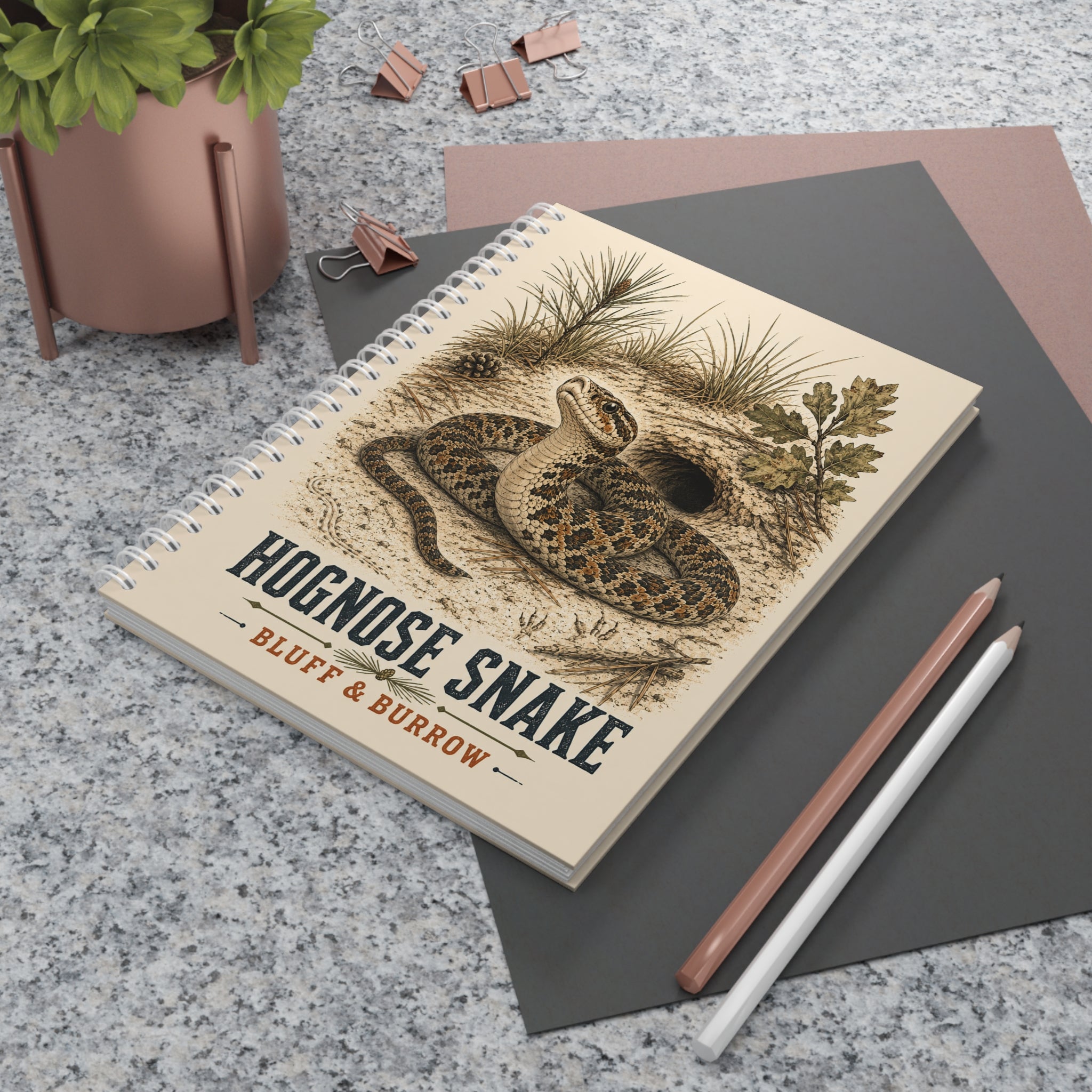 Hognose Snake Spiral Notebook — Vintage Nature Field Journal